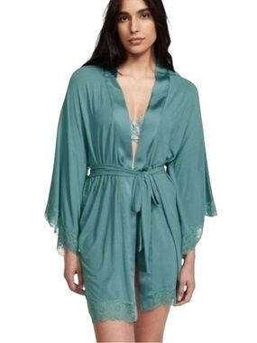 Victoria’s Secret Modal Lace Trimmed Kimono Sleeve Belted Robe - XS / S
